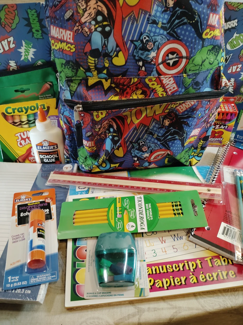 Marvel  Superheroes Multicolor Backpack & School Supplies